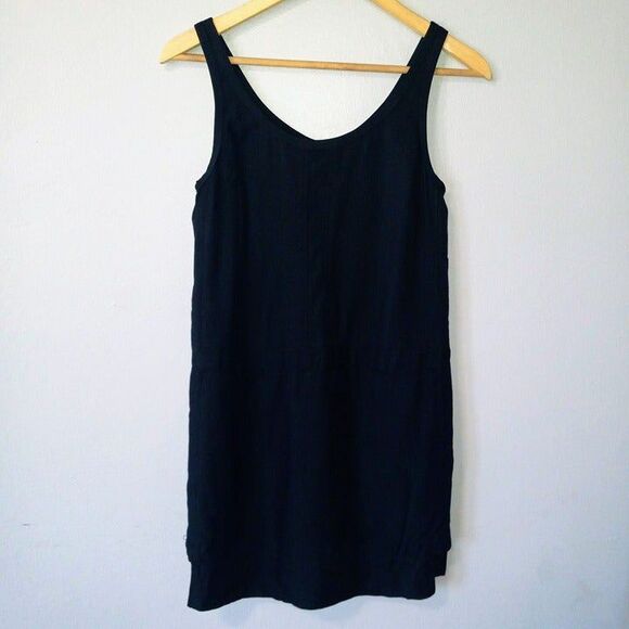 Banana Republic Size 2 Black Tank Shift Dress-Lined-Exposed Zipper-Knee Length - Picture 1 of 8